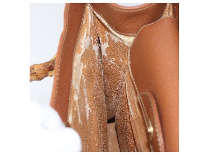 Borsa a mano GUCCI Bamboo in pelle marrone oro 002 1095 Auth ep13963 D'oro - vista 20