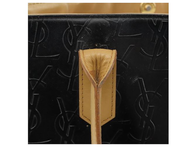 Borsa Tote SAINT LAURENT in pelle Nero Beige Auth 191020 - vista 10