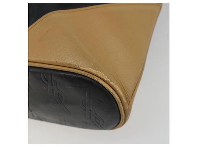 Borsa Tote SAINT LAURENT in pelle Nero Beige Auth 191020 - vista 15
