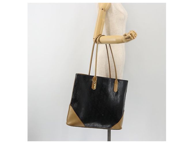 Borsa Tote SAINT LAURENT in pelle Nero Beige Auth 191020 - vista 22