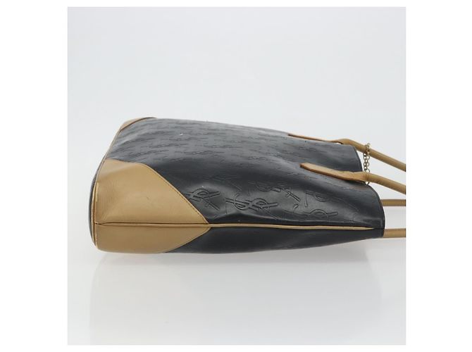 Borsa Tote SAINT LAURENT in pelle Nero Beige Auth 191020 - vista 3