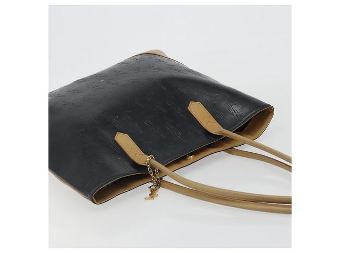 Borsa Tote SAINT LAURENT in pelle Nero Beige Auth 191020 - vista 6