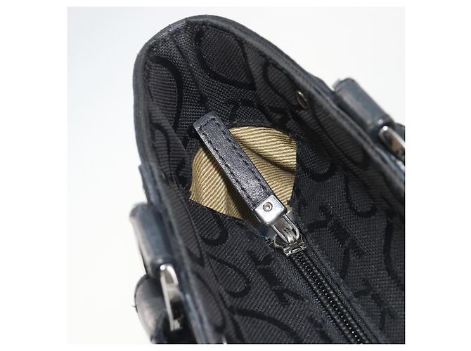 Salvatore Ferragamo Gancini Canvas Tote Bag Schwarz Silber Auth BA13998 - Ansicht 10