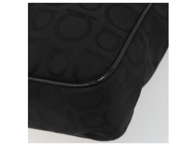 Salvatore Ferragamo Gancini Canvas Tote Bag Schwarz Silber Auth BA13998 - Ansicht 14