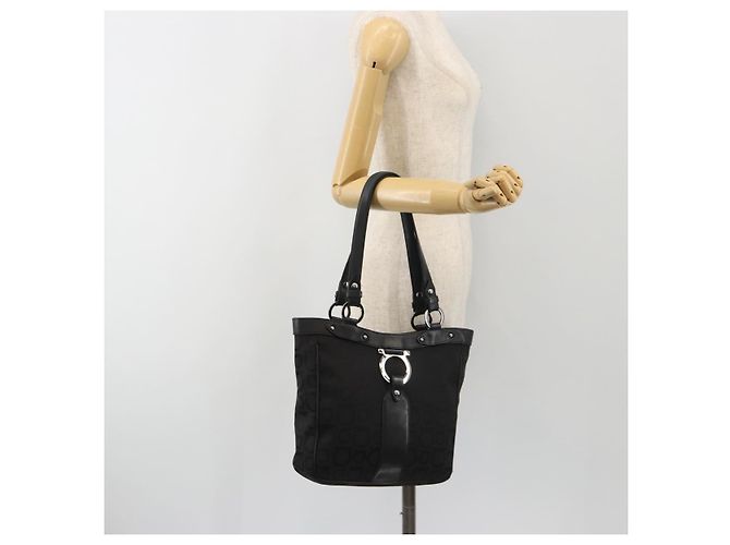 Salvatore Ferragamo Gancini Canvas Tote Bag Schwarz Silber Auth BA13998 - Ansicht 22
