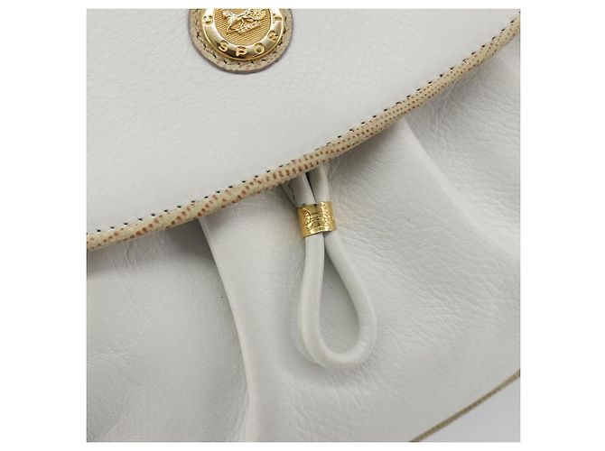 Céline Borsa a Spalla CELINE Horse Carriage in Pelle Bianco Oro Auth 190525A D'oro - vista 19