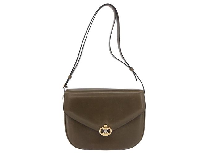 Céline Borsa a Spalla CELINE in Pelle Verde Oro Auth 190980 D'oro - vista 13