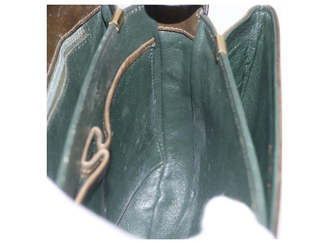 Céline Borsa a Spalla CELINE in Pelle Verde Oro Auth 190980 D'oro - vista 21