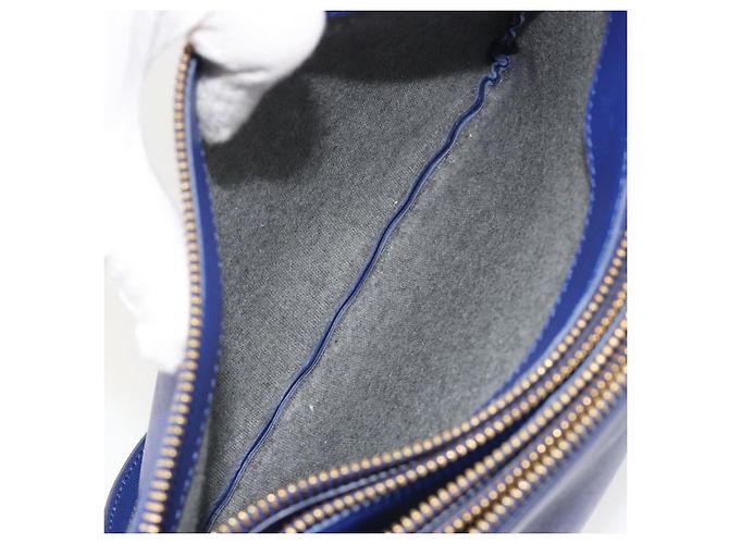 Céline Borsa a tracolla CELINE Trio in pelle blu e oro Auth mr2667 D'oro - vista 21