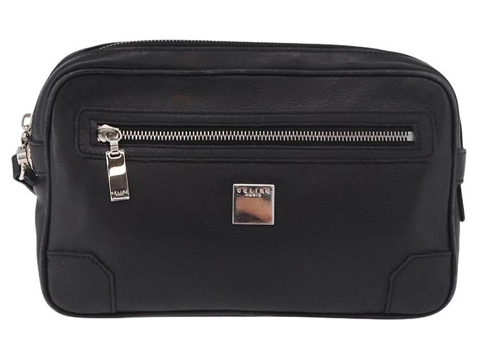 Céline Clutch CELINE in pelle nera argento ka5153 Nero - vista 13