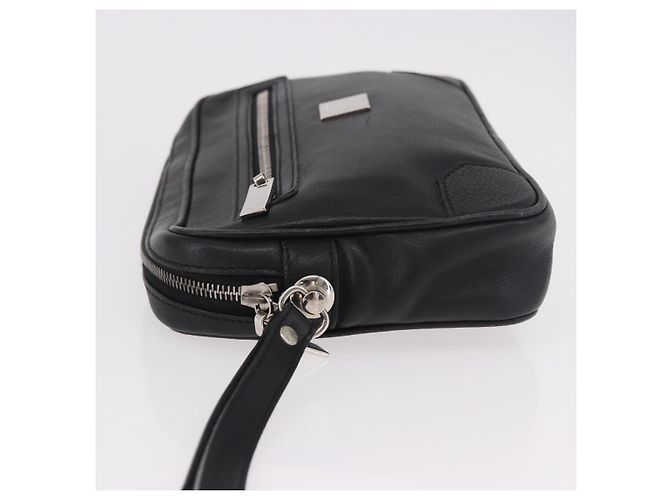 Céline Clutch CELINE in pelle nera argento ka5153 Nero - vista 4