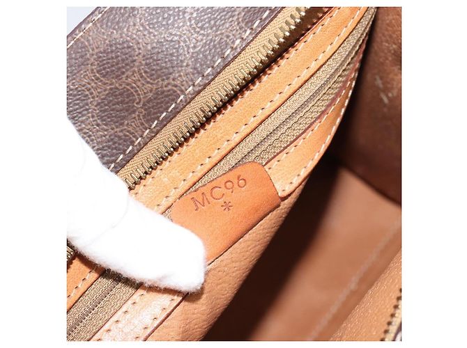 Céline Sac à main CELINE Macadam Canvas PVC Cuir Marron Or Auth mr2781 Doré - vue 12