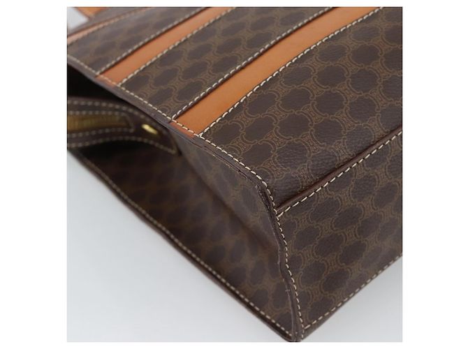 Céline Sac à main CELINE Macadam Canvas PVC Cuir Marron Or Auth mr2781 Doré - vue 16