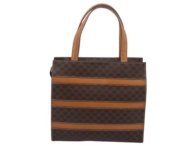 Céline Sac à main CELINE Macadam Canvas PVC Cuir Marron Or Auth mr2781 Doré - vue 2