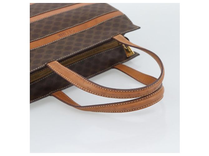 Céline Sac à main CELINE Macadam Canvas PVC Cuir Marron Or Auth mr2781 Doré - vue 7