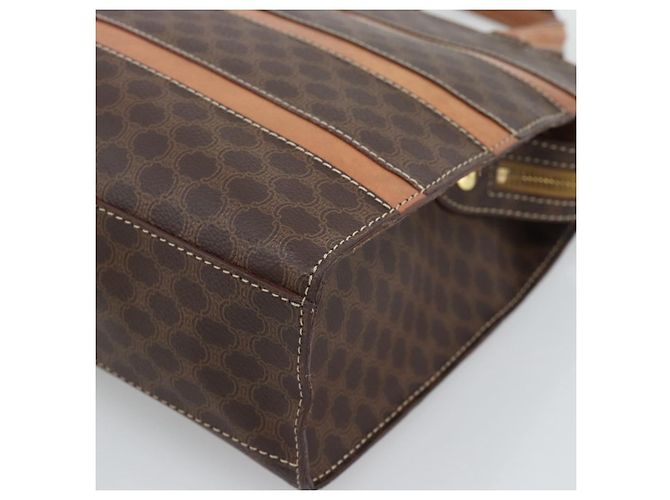 Céline Sac à main CELINE Macadam Canvas PVC Cuir Marron Or Auth mr2781 Doré - vue 9