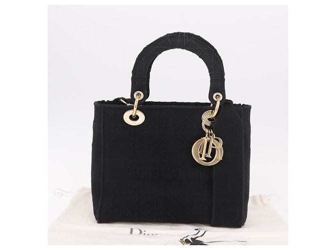 Borsa Christian Dior Lady Delight Canvas 2way Nero Oro Auth 186632SAM D'oro - vista 12