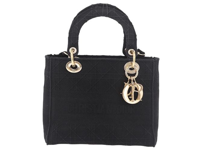 Borsa Christian Dior Lady Delight Canvas 2way Nero Oro Auth 186632SAM D'oro - vista 13