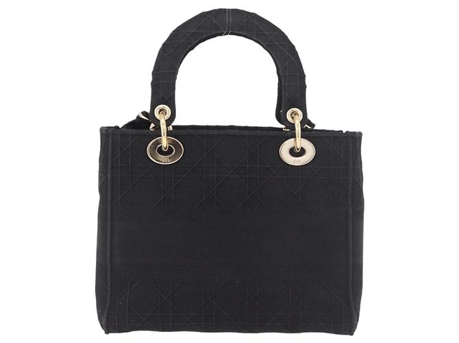 Borsa Christian Dior Lady Delight Canvas 2way Nero Oro Auth 186632SAM D'oro - vista 2