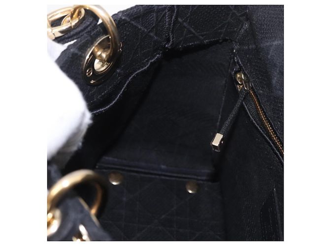 Borsa Christian Dior Lady Delight Canvas 2way Nero Oro Auth 186632SAM D'oro - vista 22