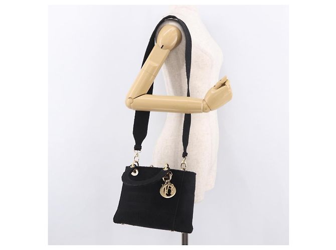 Borsa Christian Dior Lady Delight Canvas 2way Nero Oro Auth 186632SAM D'oro - vista 25