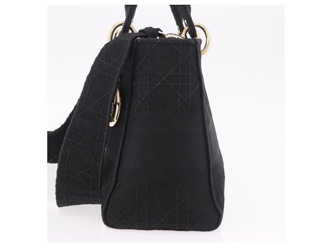 Borsa Christian Dior Lady Delight Canvas 2way Nero Oro Auth 186632SAM D'oro - vista 3