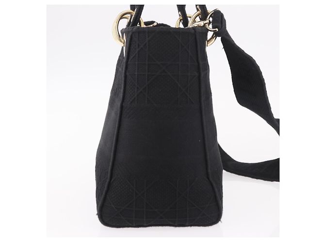 Borsa Christian Dior Lady Delight Canvas 2way Nero Oro Auth 186632SAM D'oro - vista 4