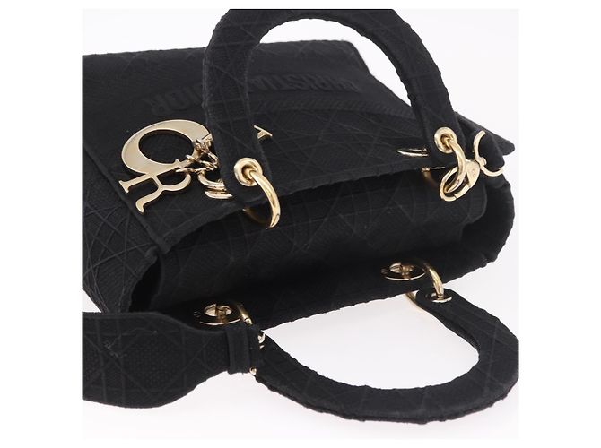 Borsa Christian Dior Lady Delight Canvas 2way Nero Oro Auth 186632SAM D'oro - vista 6