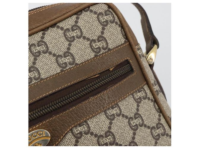 Borsa a tracolla GUCCI GG Plus Supreme PVC Beige Oro Auth bs36024 D'oro - vista 9