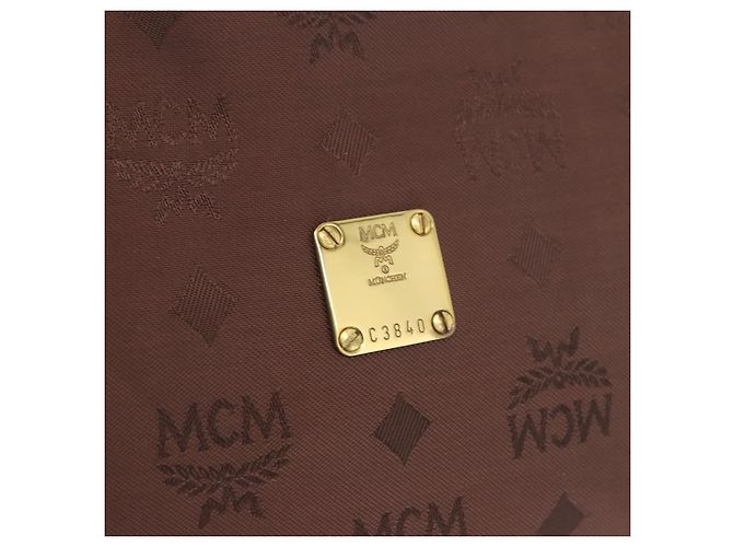 Borsa a Mano MCM Vicetos Logogram Nylon Marrone Oro Auth bs35982A D'oro - vista 12