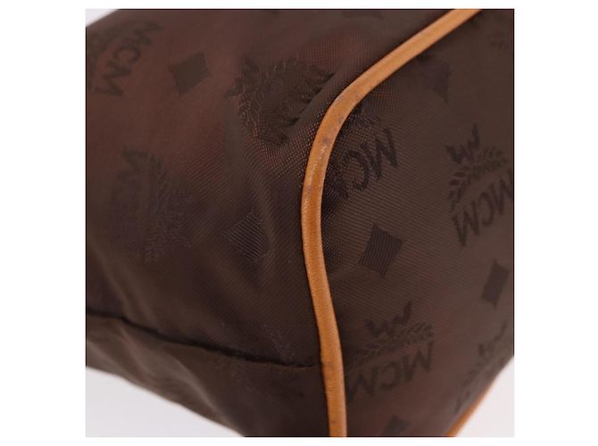 Borsa a Mano MCM Vicetos Logogram Nylon Marrone Oro Auth bs35982A D'oro - vista 14