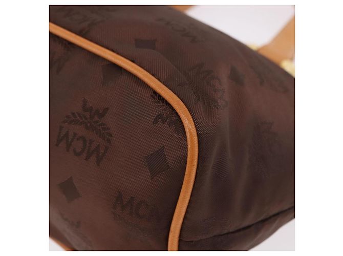 Borsa a Mano MCM Vicetos Logogram Nylon Marrone Oro Auth bs35982A D'oro - vista 15