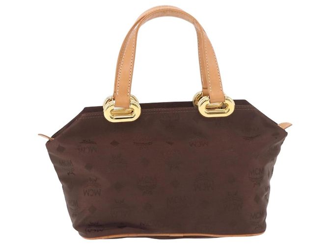 Borsa a Mano MCM Vicetos Logogram Nylon Marrone Oro Auth bs35982A D'oro - vista 2