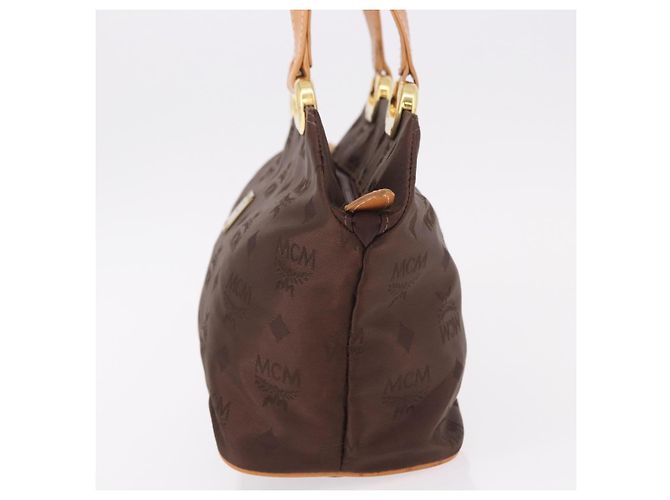 Borsa a Mano MCM Vicetos Logogram Nylon Marrone Oro Auth bs35982A D'oro - vista 3