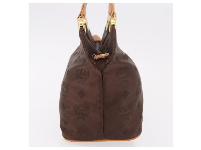 Borsa a Mano MCM Vicetos Logogram Nylon Marrone Oro Auth bs35982A D'oro - vista 4