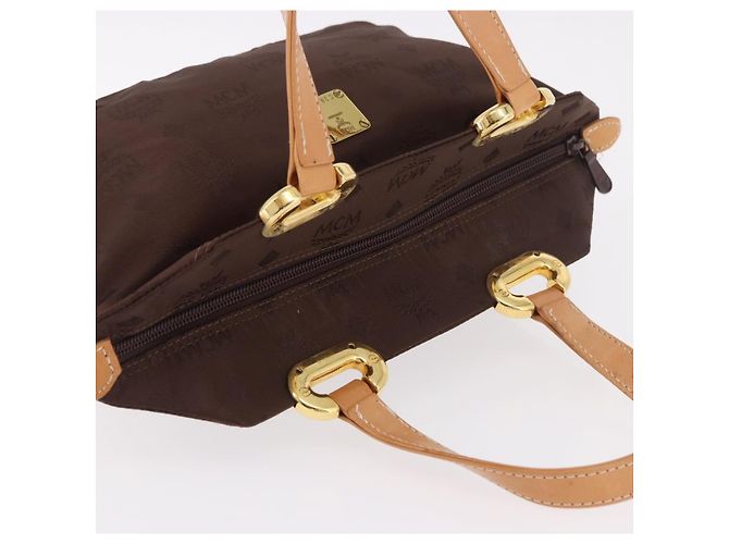 Borsa a Mano MCM Vicetos Logogram Nylon Marrone Oro Auth bs35982A D'oro - vista 6