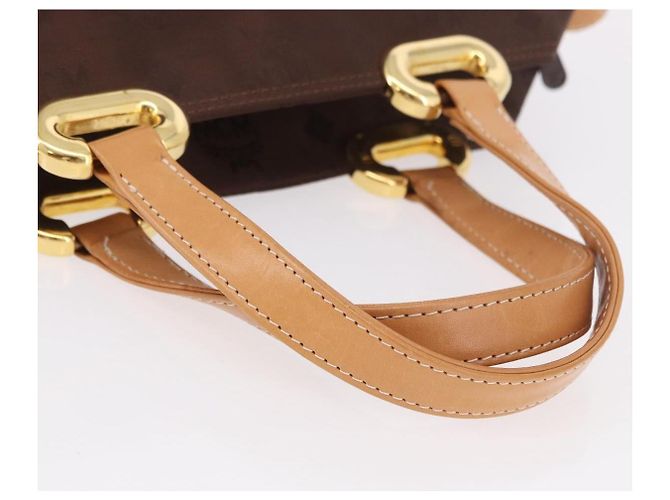 Borsa a Mano MCM Vicetos Logogram Nylon Marrone Oro Auth bs35982A D'oro - vista 7