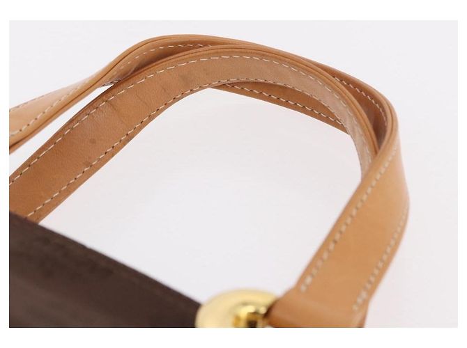 Borsa a Mano MCM Vicetos Logogram Nylon Marrone Oro Auth bs35982A D'oro - vista 8
