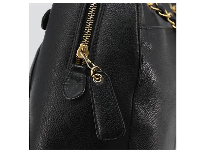 Borsa a Spalla CHANEL con Catena in Pelle Caviar Nera e Oro CC Auth 186613V Nero D'oro - vista 10