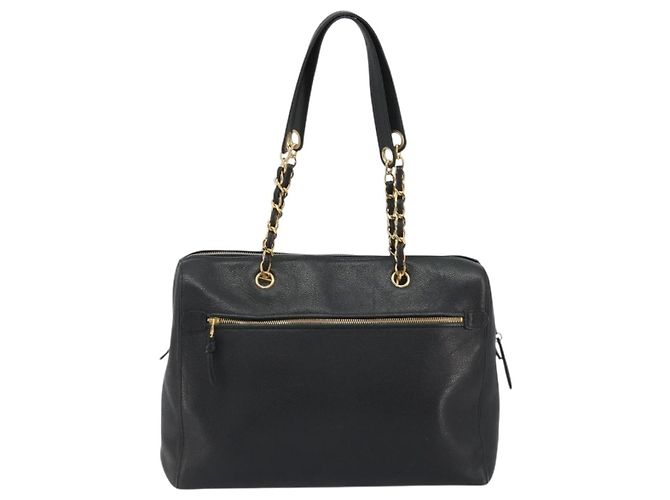 Borsa a Spalla CHANEL con Catena in Pelle Caviar Nera e Oro CC Auth 186613V Nero D'oro - vista 2