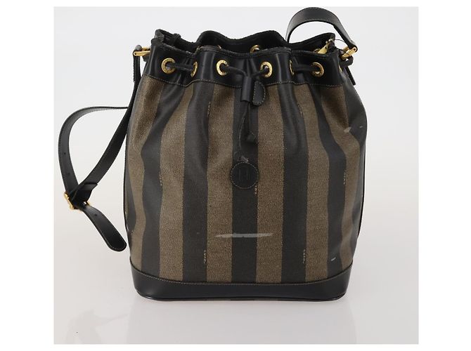 FENDI Borsa a Spalla Pecan PVC 2 Set Marrone Nero Auth bs35857 - vista 2