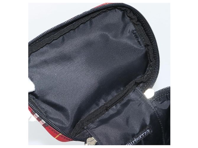 Beauty Case Burberrys Nova Check in Tela Rosso Argento Auth mr2736 - vista 10