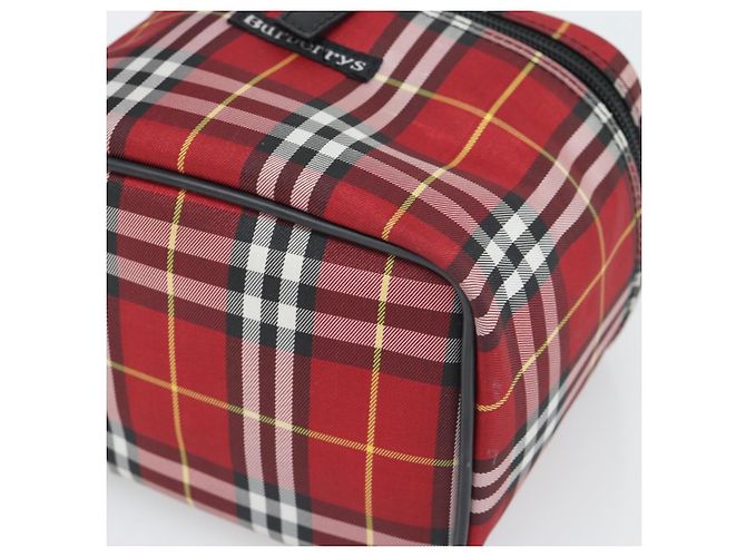 Beauty Case Burberrys Nova Check in Tela Rosso Argento Auth mr2736 - vista 14