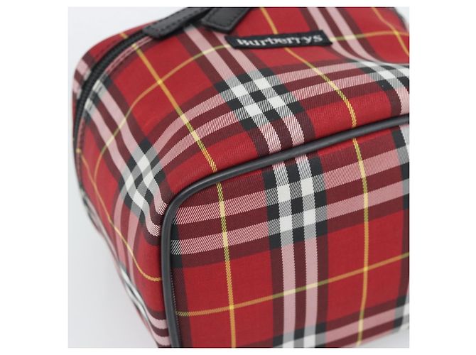 Beauty Case Burberrys Nova Check in Tela Rosso Argento Auth mr2736 - vista 15