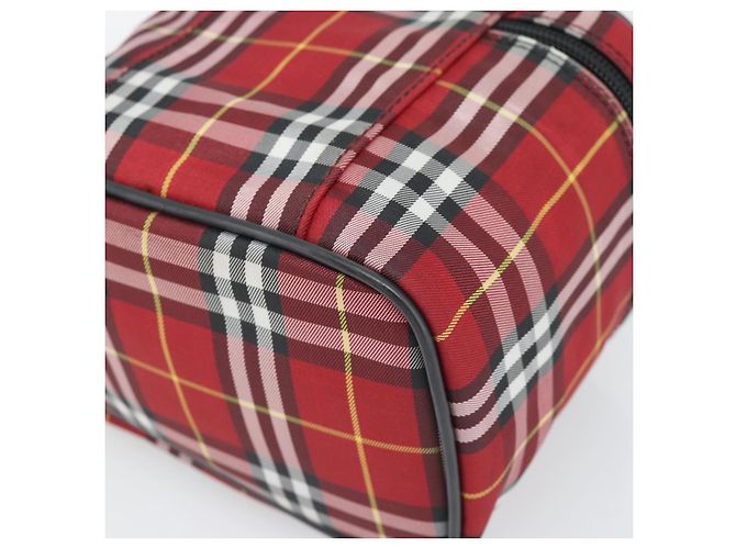 Beauty Case Burberrys Nova Check in Tela Rosso Argento Auth mr2736 - vista 16