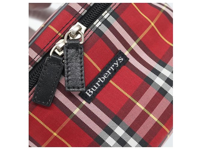 Beauty Case Burberrys Nova Check in Tela Rosso Argento Auth mr2736 - vista 18