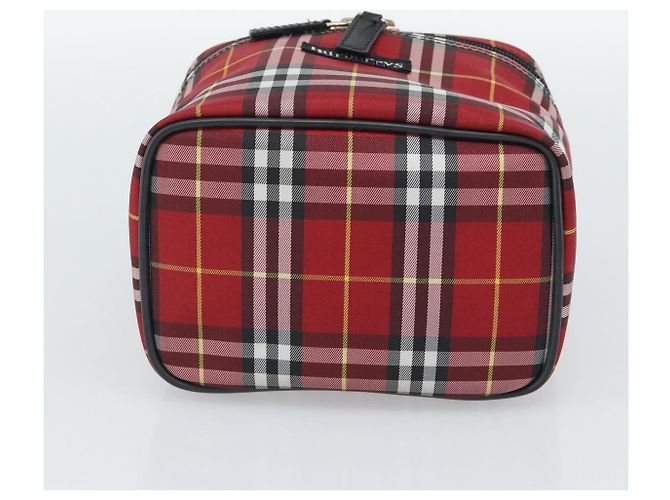 Beauty Case Burberrys Nova Check in Tela Rosso Argento Auth mr2736 - vista 5