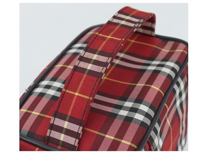 Beauty Case Burberrys Nova Check in Tela Rosso Argento Auth mr2736 - vista 7