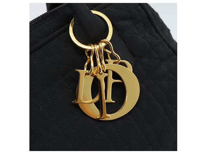 Borsa Christian Dior Canage in tela nera e oro Auth 190803 Nero D'oro - vista 10