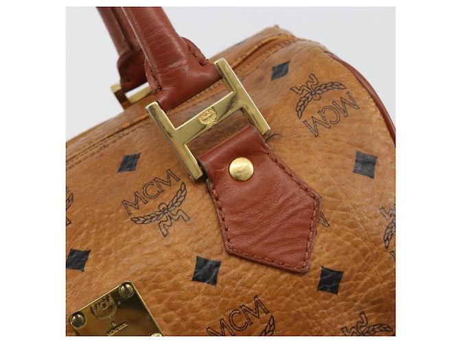 Borsa MCM Vicetos in PVC e pelle marrone oro Auth BA13884 D'oro - vista 10
